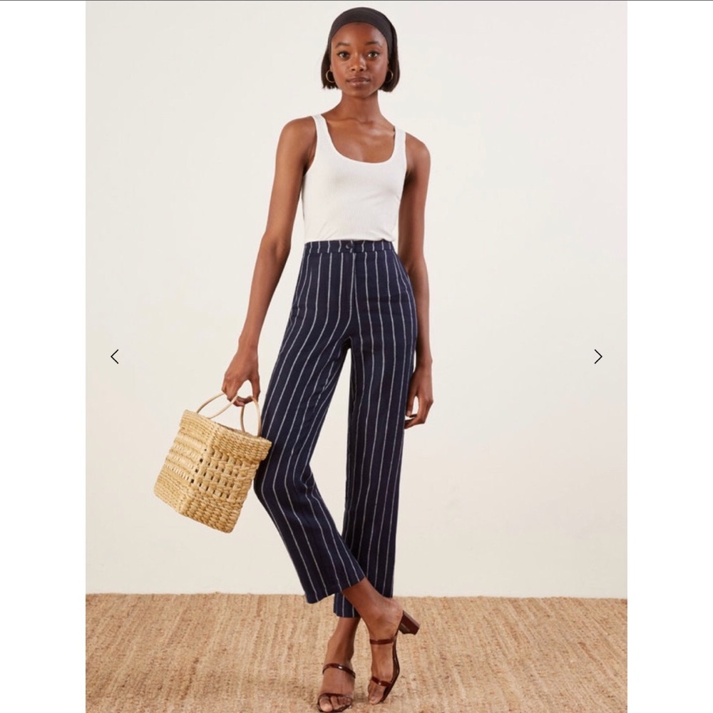 Reformation Cropped Striped Pant